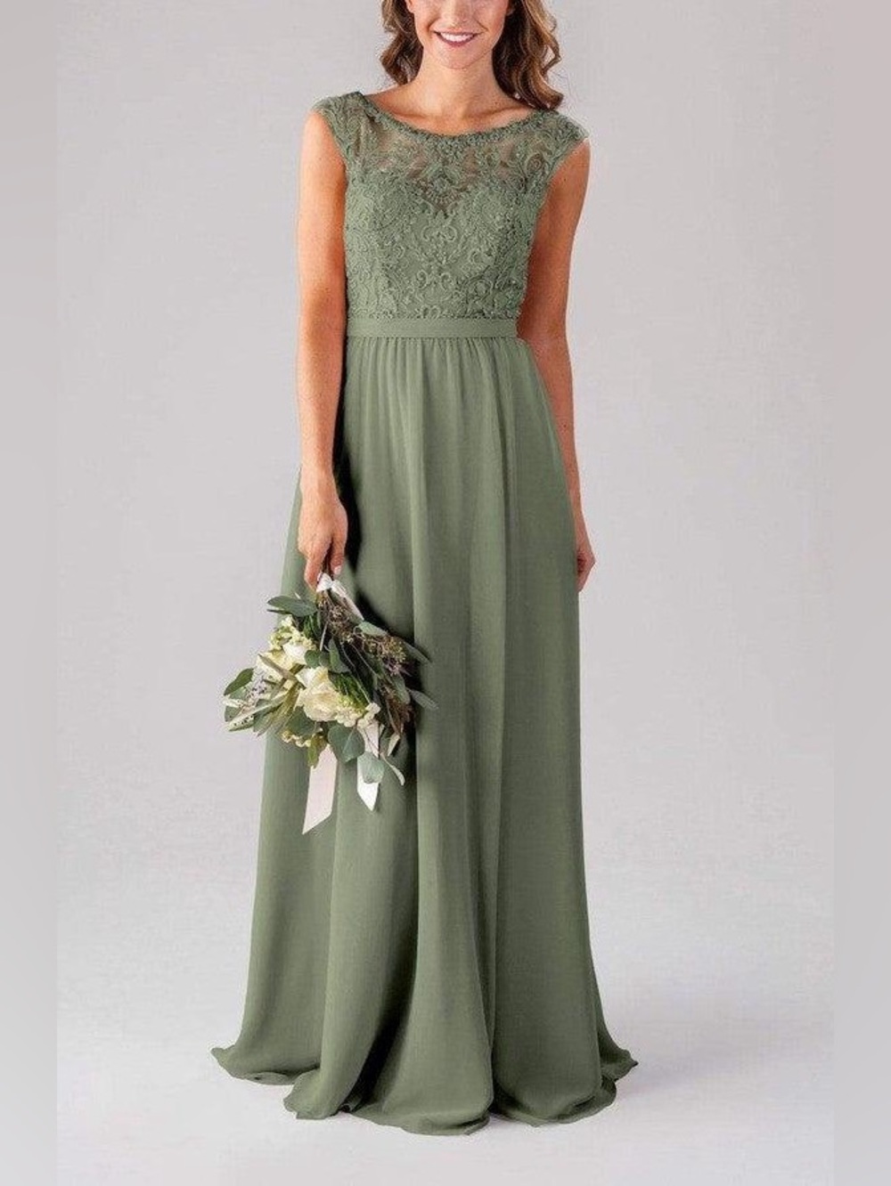 Kennedy Blue Kinsley Beaded Evening Gown in Moss